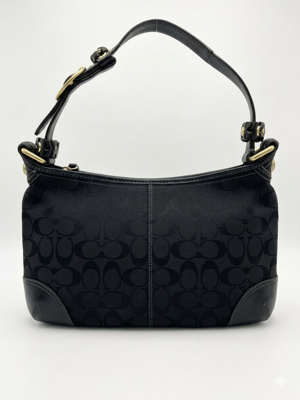 Coach Black Signature Canvas Shoulder Hobo
